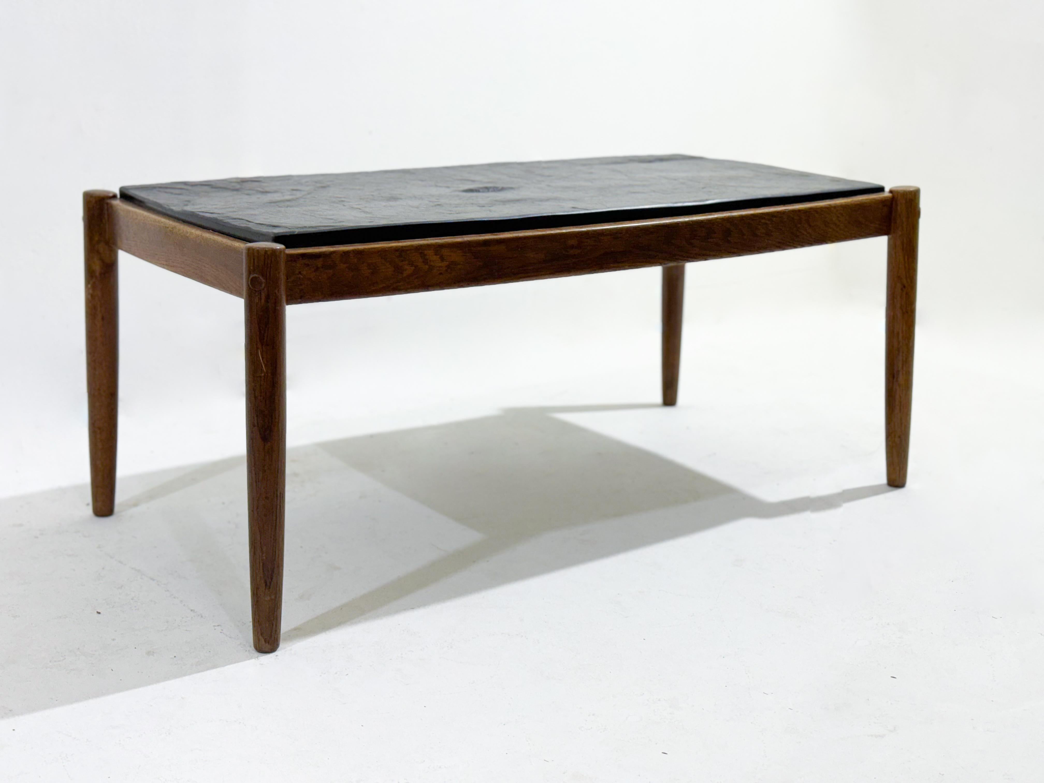 20th Century Mid-Century Modern Coffee Table, Oak and Shale For Sale