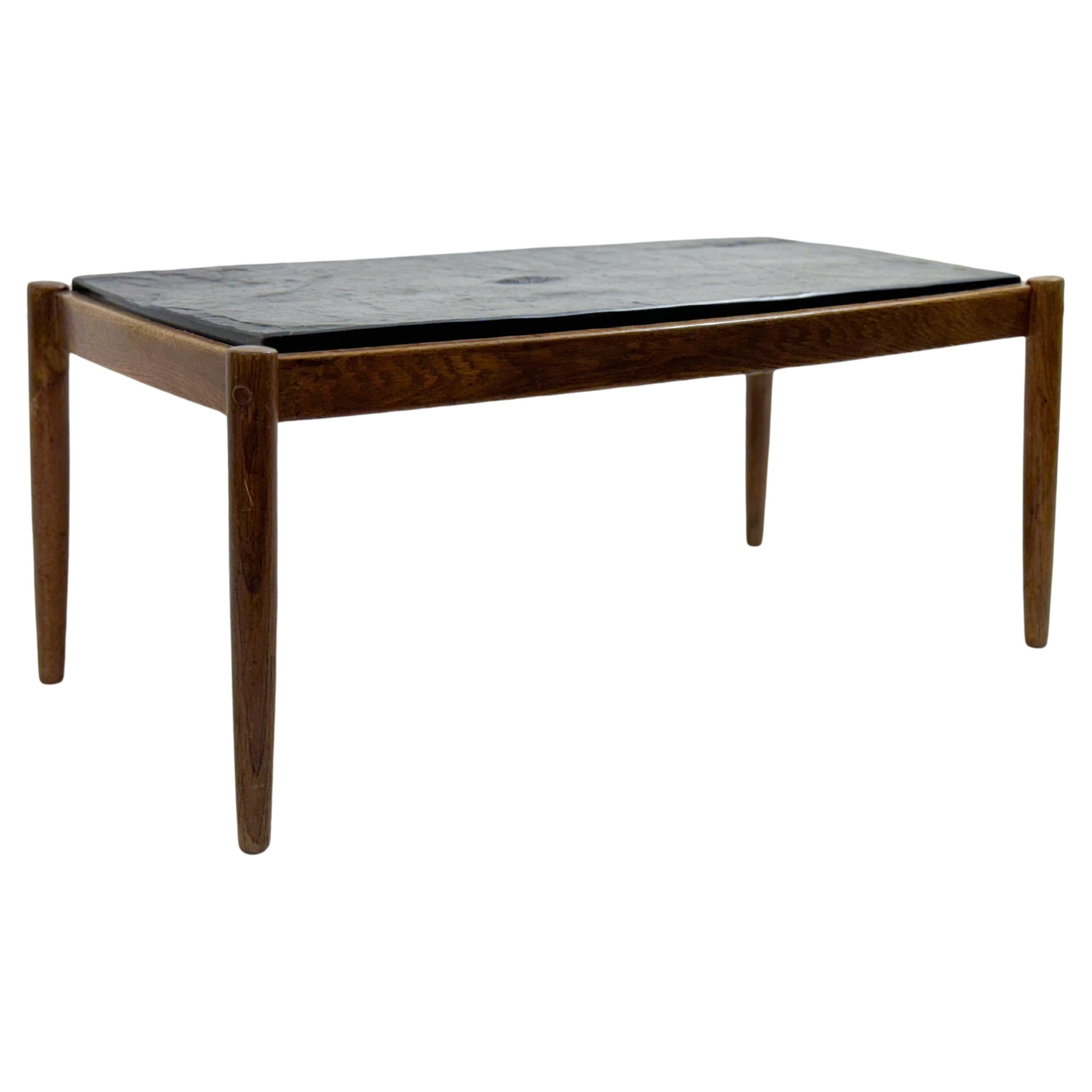 Mid-Century Modern Coffee Table, Oak and Shale For Sale