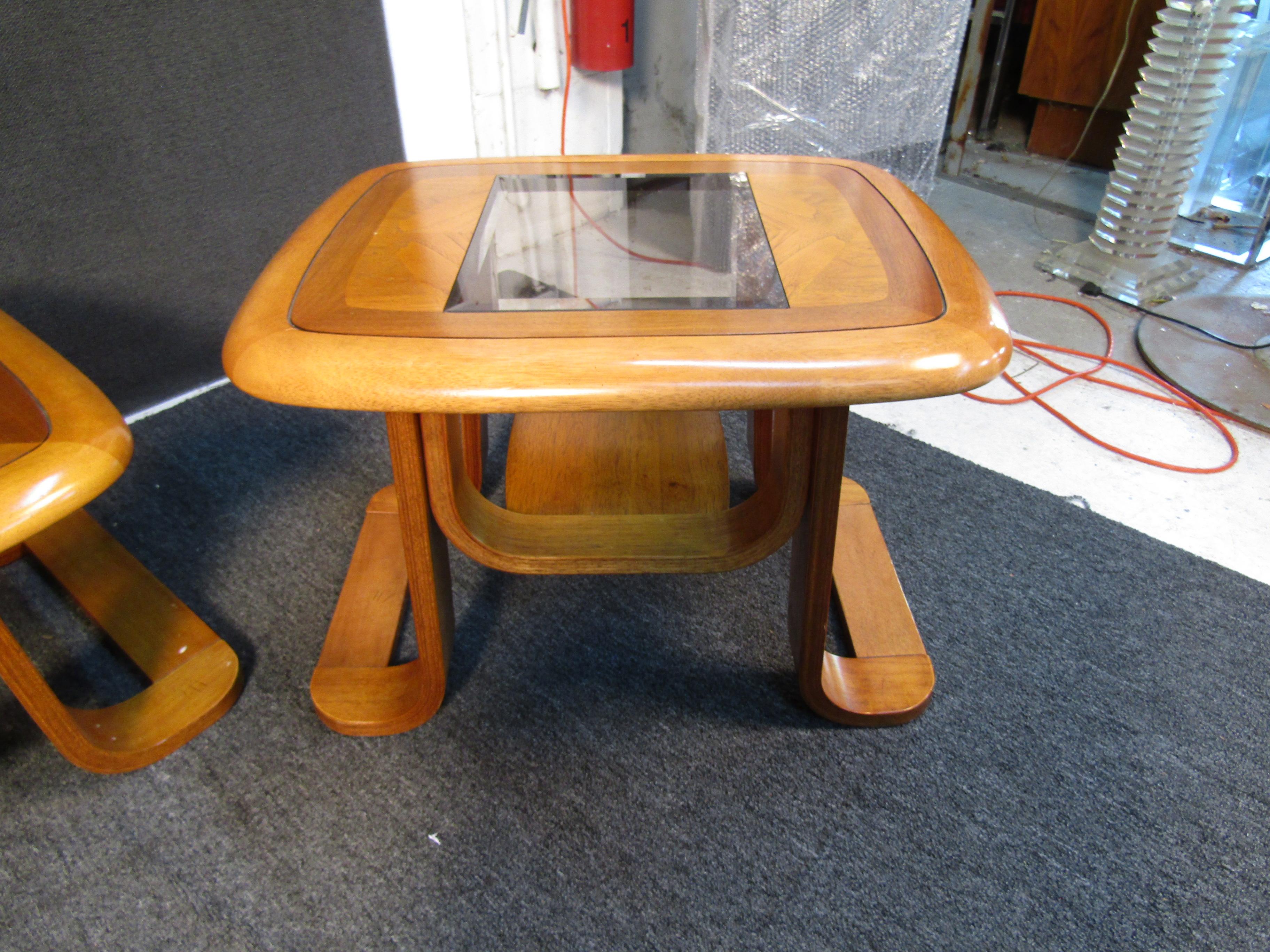 Glass Mid-Century Modern Coffee Table Set For Sale