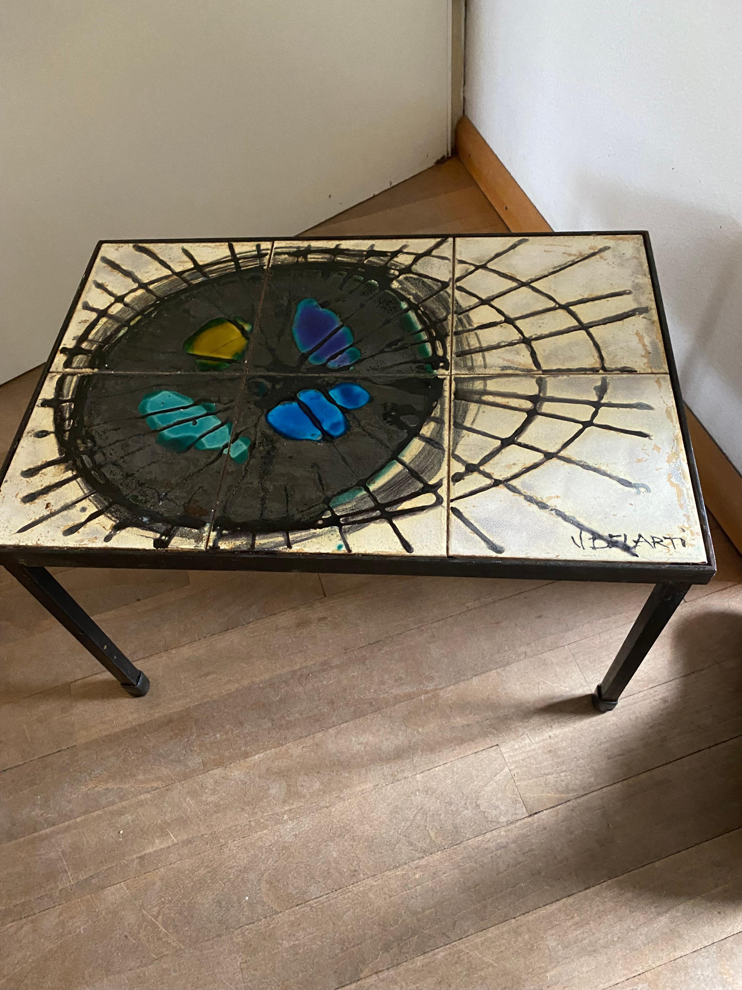 Belgian Mid-Century Modern coffee table tiles Belarti  For Sale