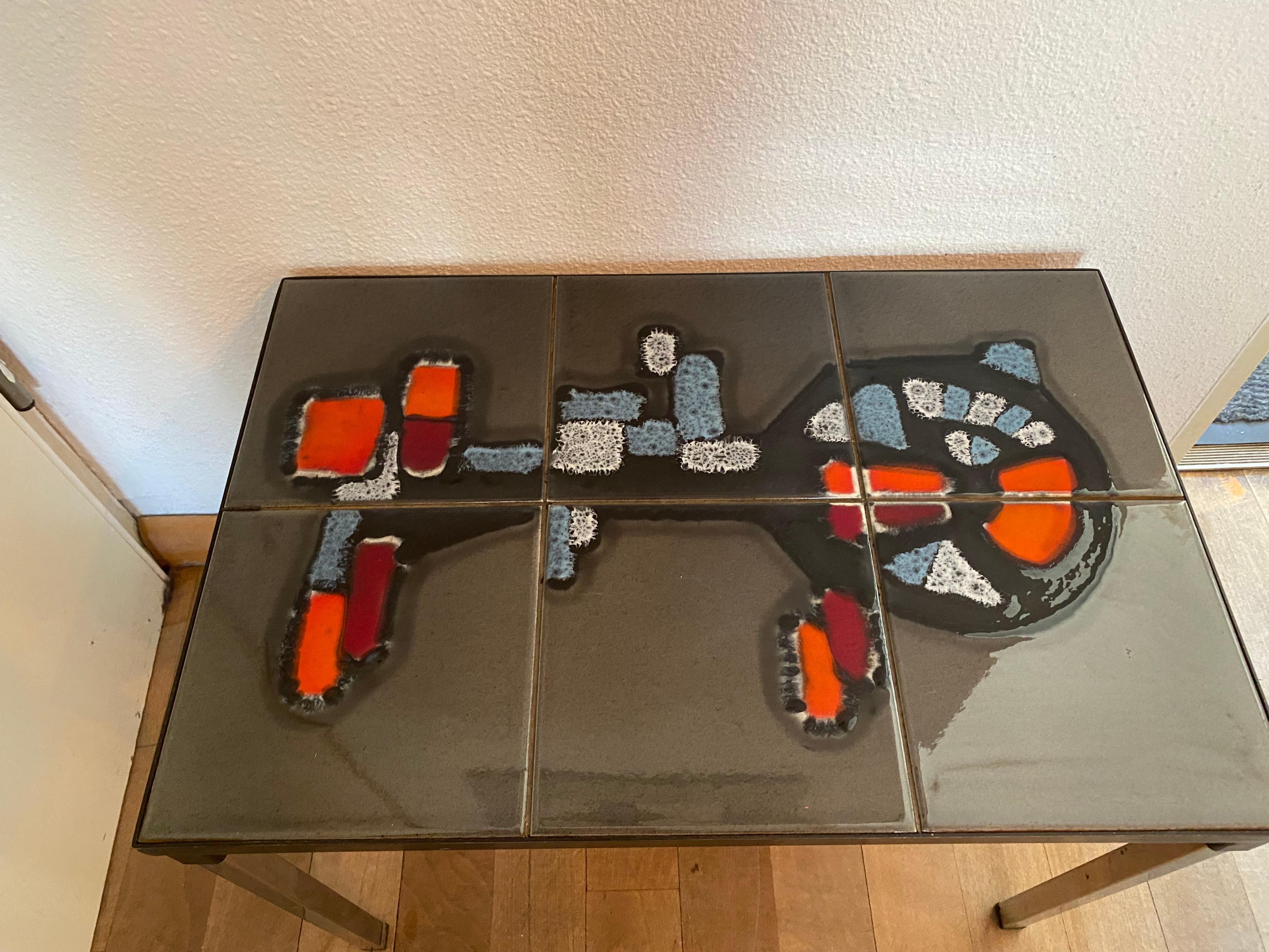 Belgian Mid-Century Modern coffee table tiles