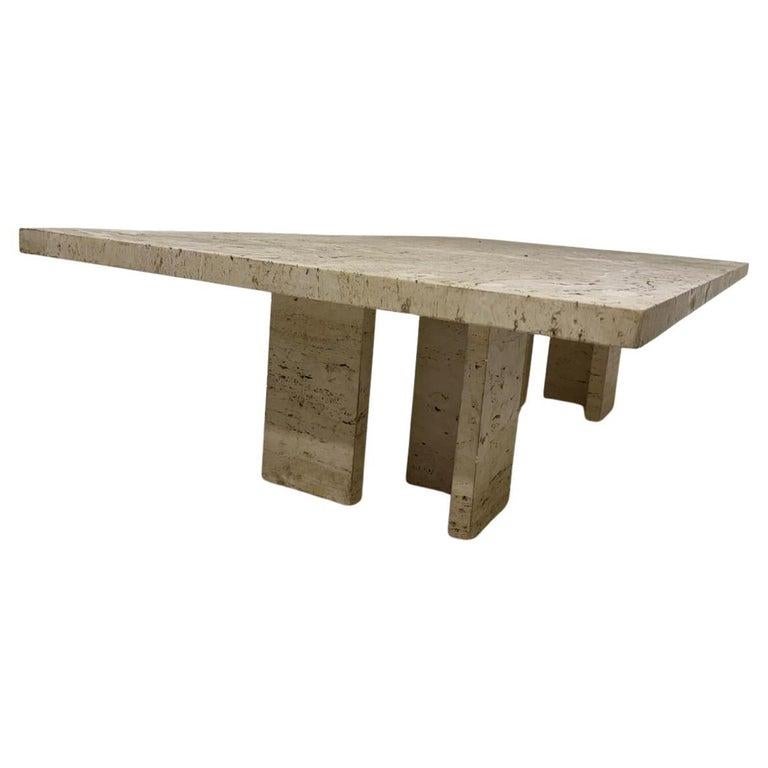 Table basse moderne du milieu du siècle, travertin, 1970 Bon état - En vente à Brussels, BE