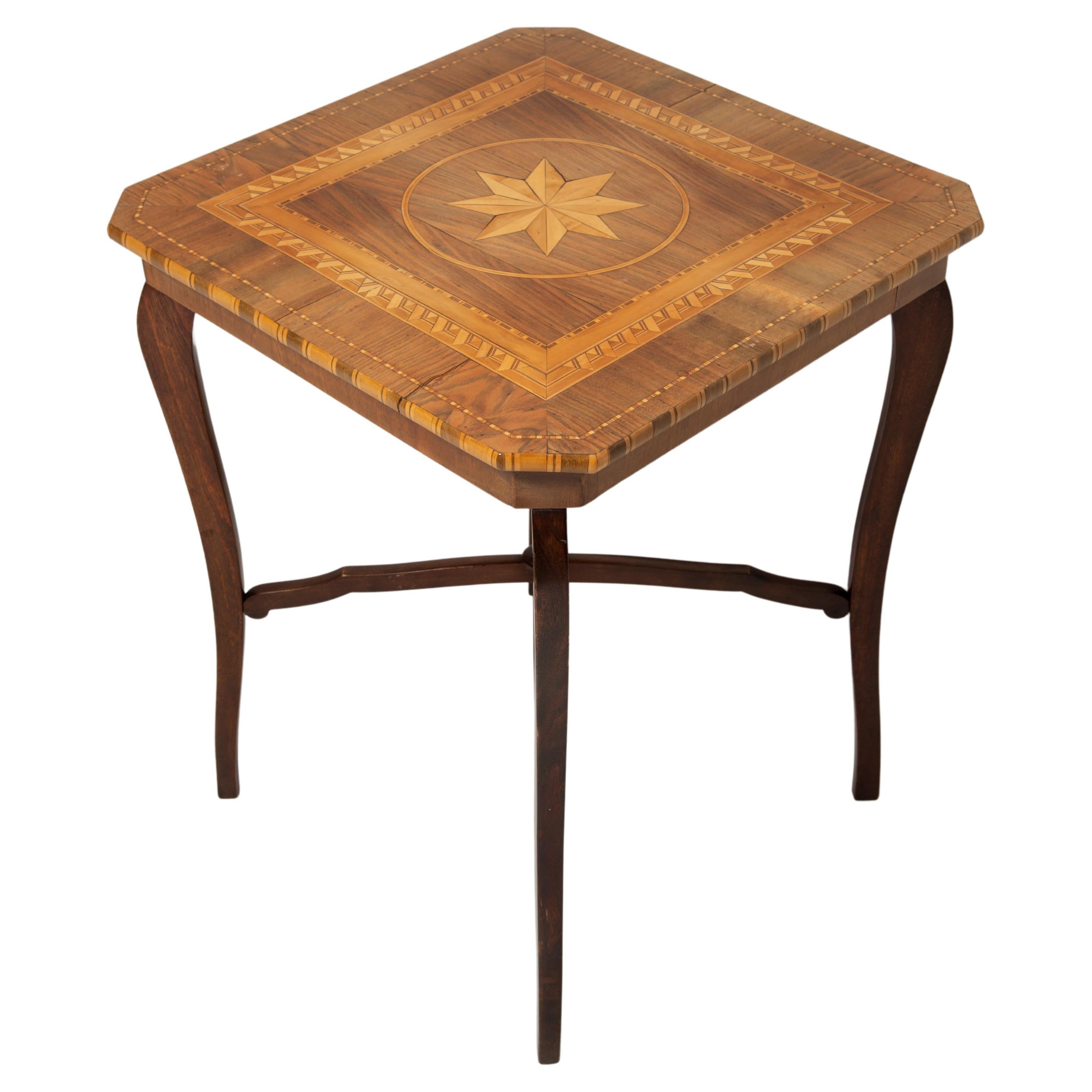 Mid-Century Modern Coffee Table, Vintage, Art Deco, Star Marquetry, 1960s For Sale