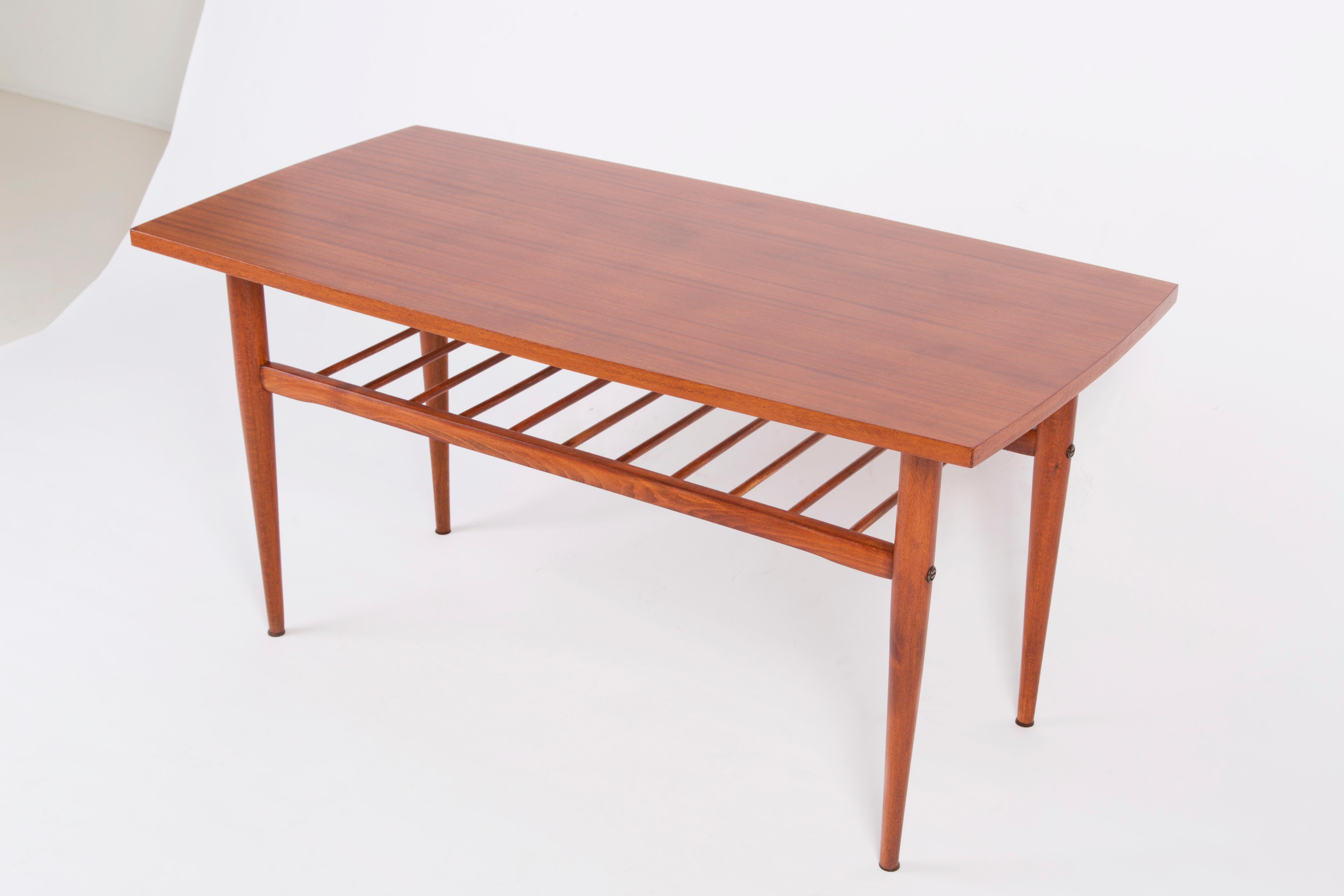 Hand-Painted Mid-Century Modern Coffee Table, Vintage, Beechwood, Poland, 1960s For Sale