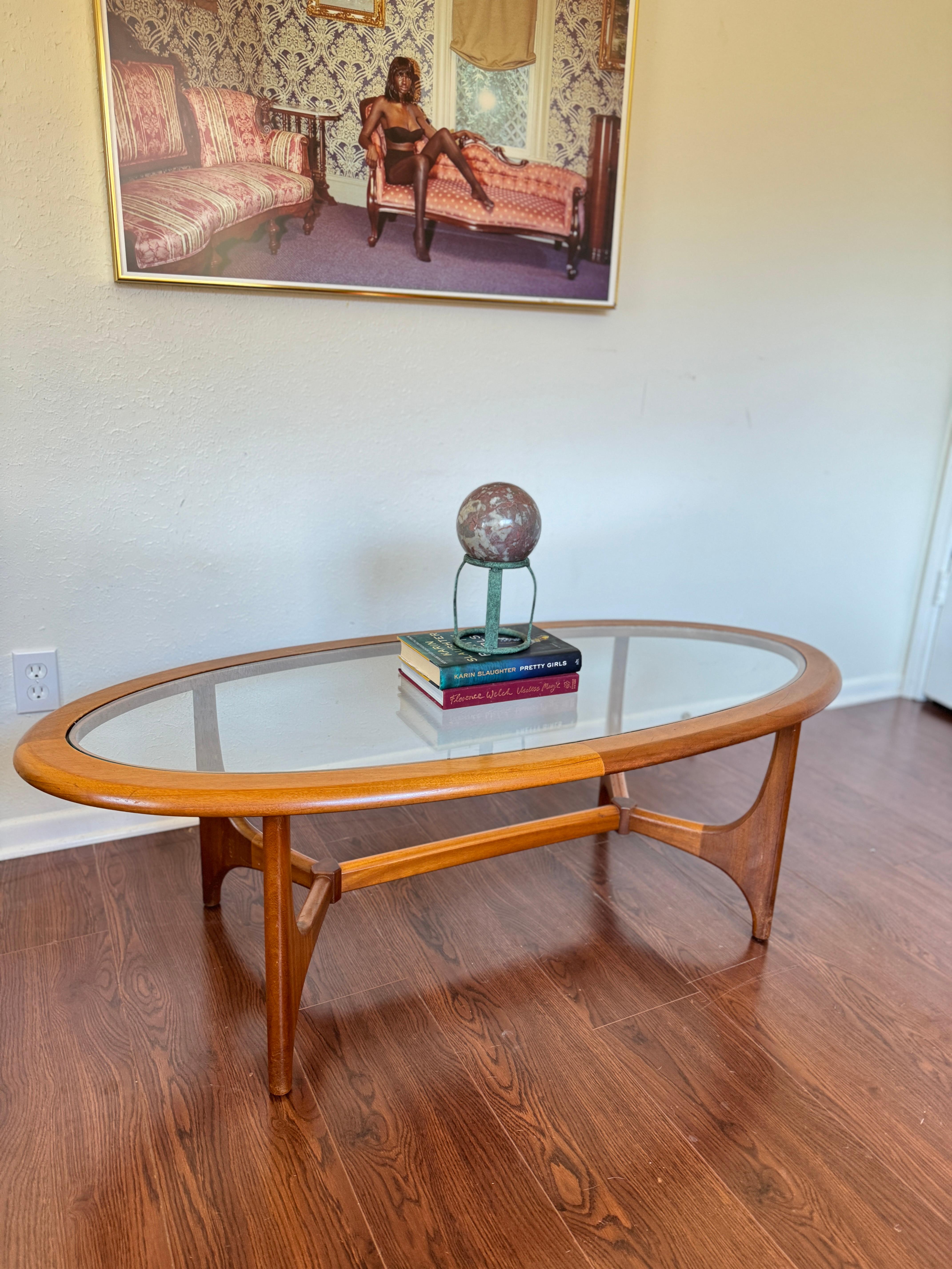 Unknown Mid century modern coffee table with a glass top by Stonehill, circa 1960s