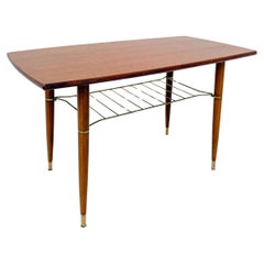 Mid-Century Modern Coffee Table with Brass Details