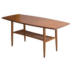 Mid-Century Modern Coffee Table with Cane Shelf