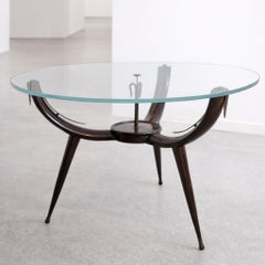 Moderner Couchtisch mit Glas und Holz aus der Jahrhundertmitte, Italien, 1950er Jahre