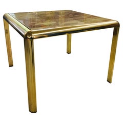 Mid-Century Modern Square Shaped Coffee Table with Onyx Table Top