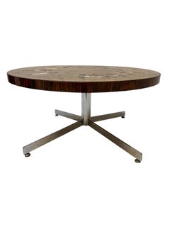 Table basse moderne du milieu du siècle avec carreaux de faïence par Denisco, 1970
