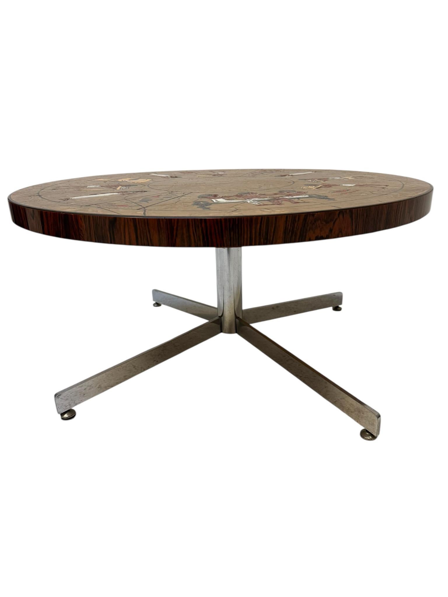 Mid-Century Modern Coffee Table with Tiles by Denisco, 1970s (Belgisch) im Angebot