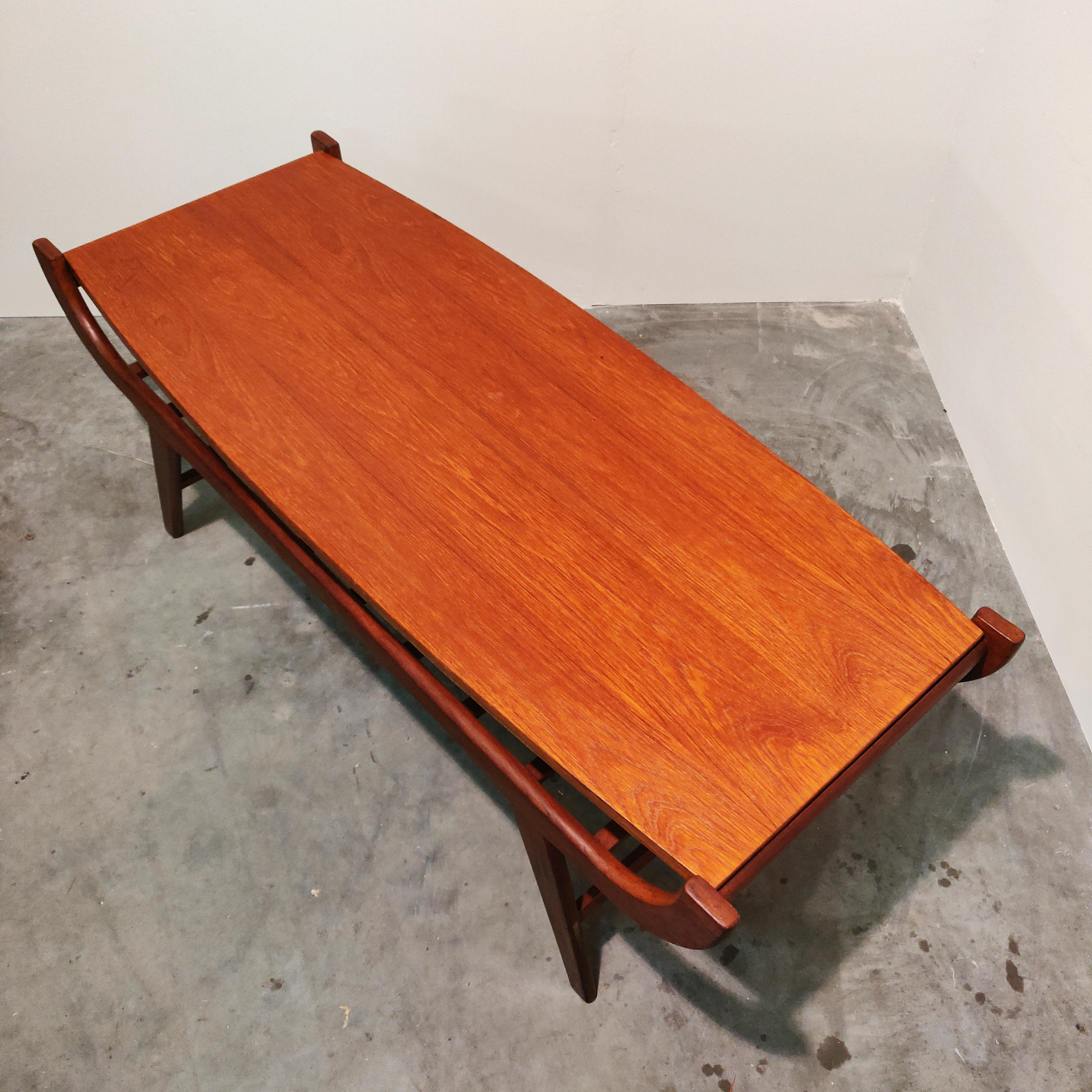 Teak Mid Century Modern Coffee Table with Turnable Top, 1960s For Sale