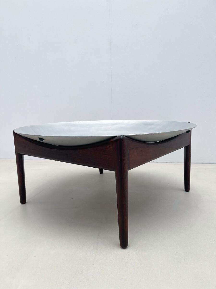 Fin du 20e siècle Table basse moderne du milieu du siècle, bois et chrome, Italie, 1970 en vente