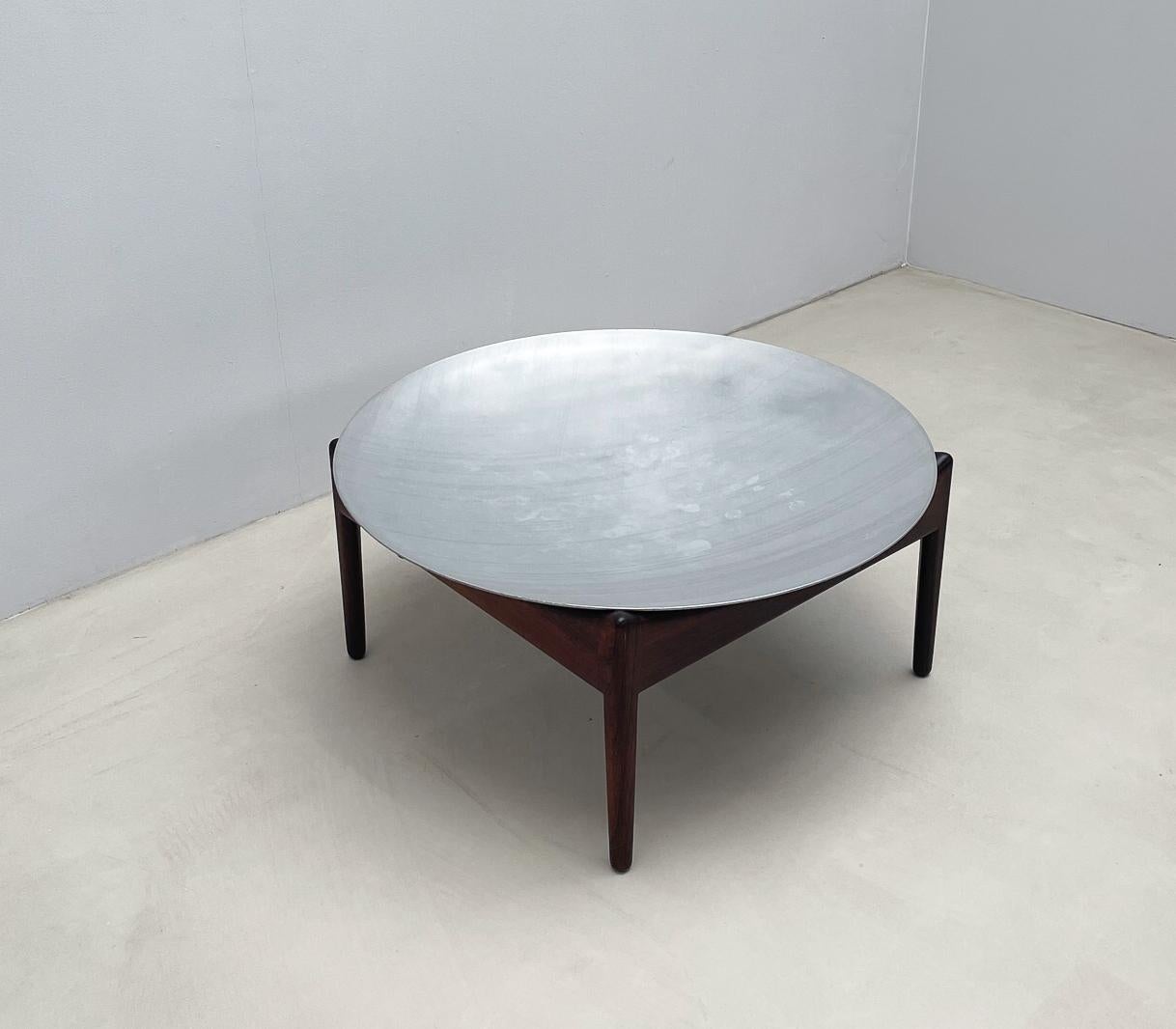 Late 20th Century Mid-Century Modern Coffee Table, Wood and Chrome, Italy, 1970s For Sale