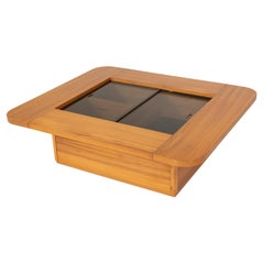 Mid-Century Modern Coffee Table, Wood and Glass, 1970s Mid-Century Modern Coffee Table, Wood and Glass, 1970s