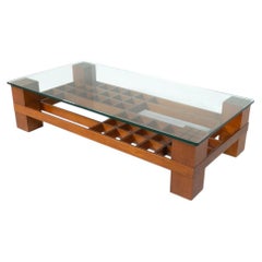 Mid-Century Modern Coffee Table, Wood and Glass, Italy, 1960s