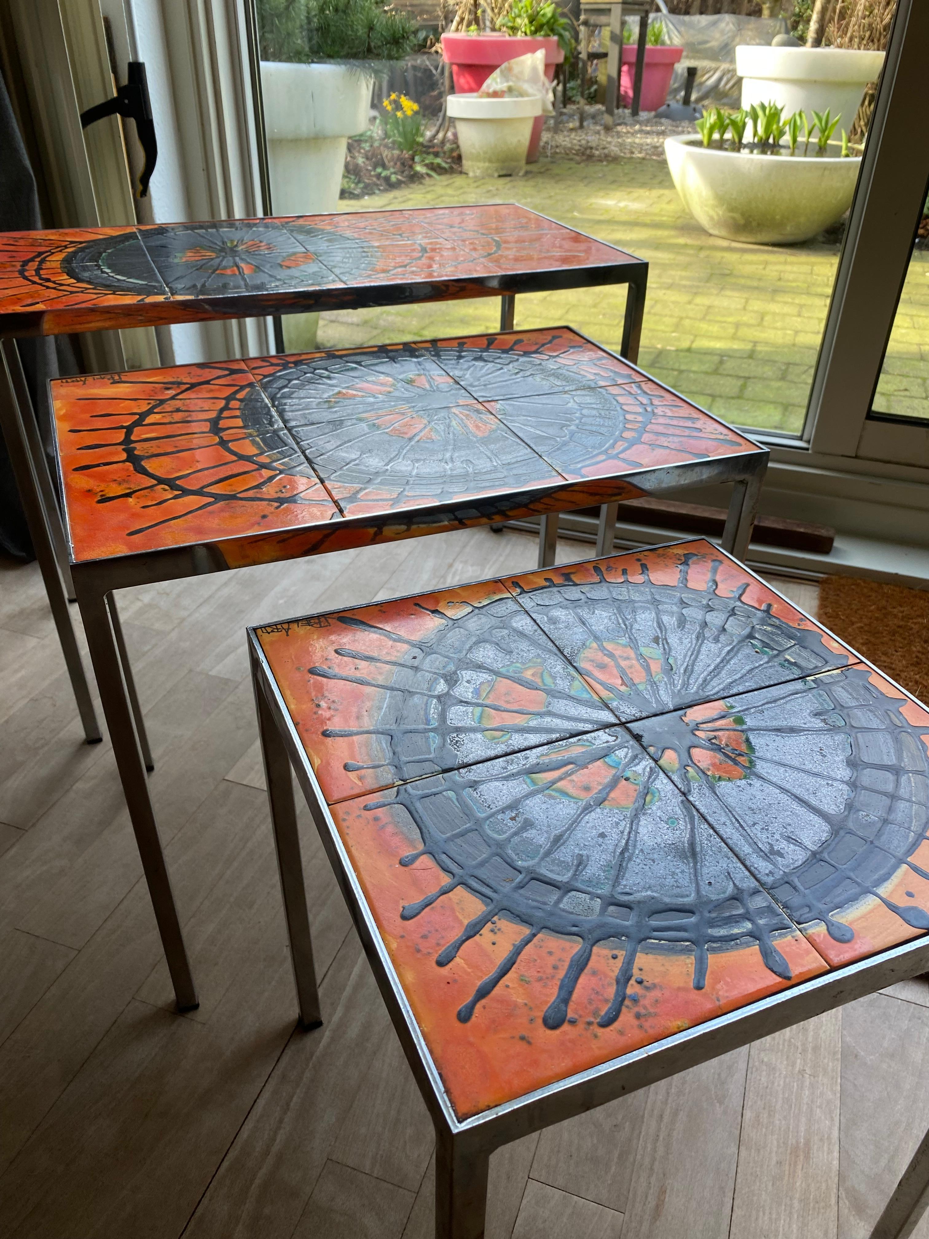 Mid-Century Modern coffee tables tiles Belarti (3 pcs) For Sale 6