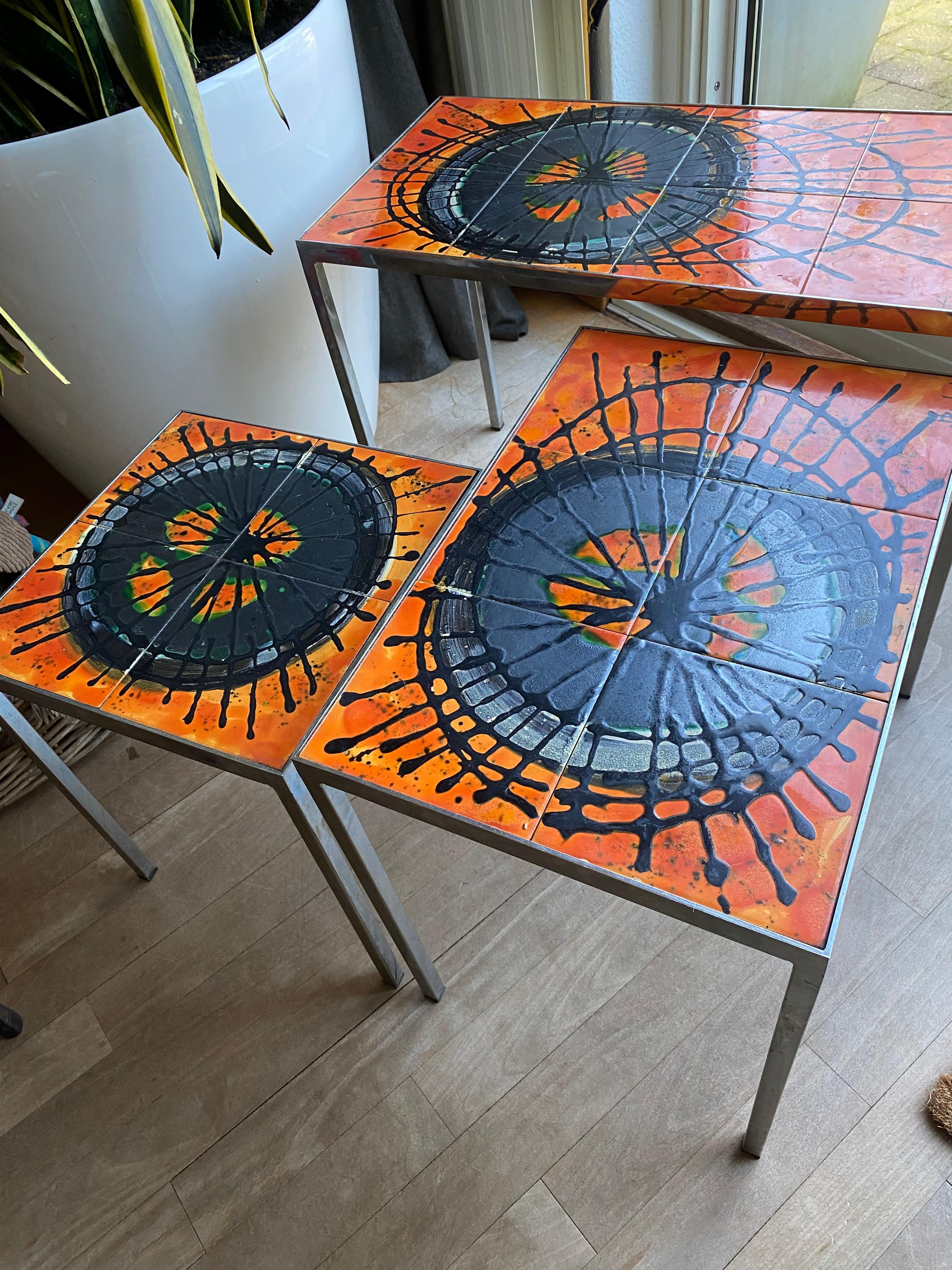 Mid-Century Modern coffee tables tiles Belarti (3 pcs) For Sale 7