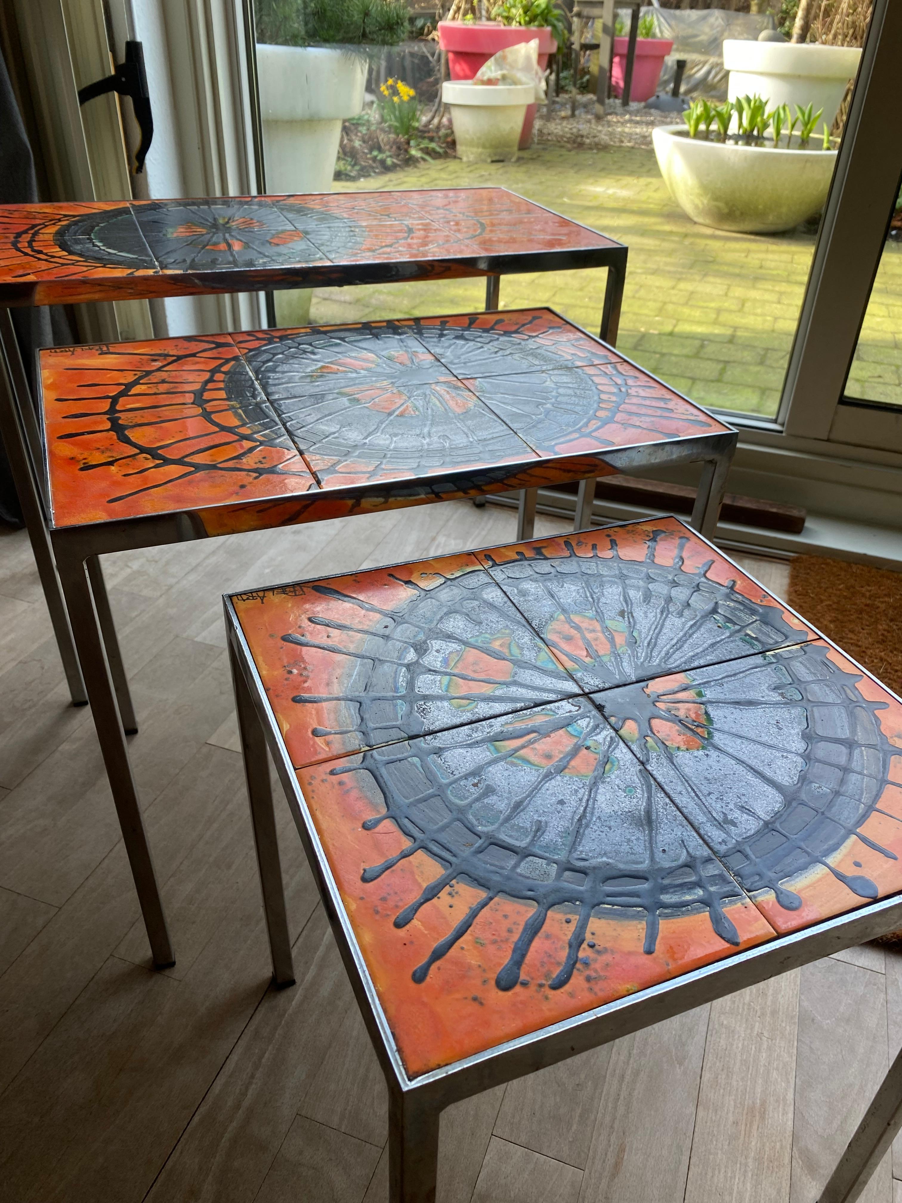 Mid-Century Modern coffee tables tiles Belarti (3 pcs) For Sale 5