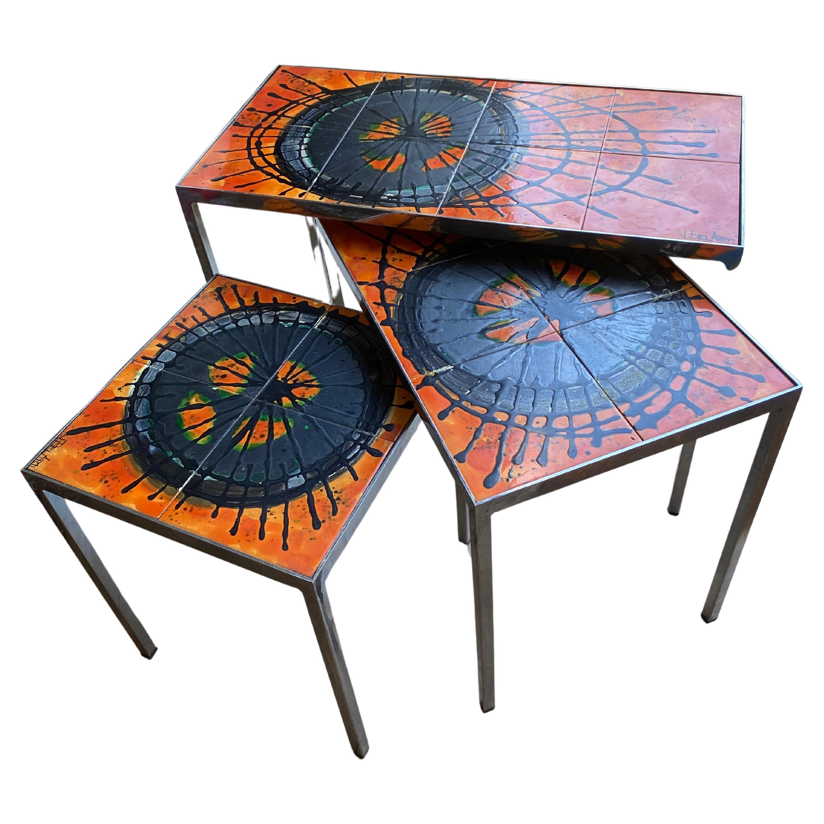Mid-Century Modern coffee tables tiles Belarti (3 pcs)
