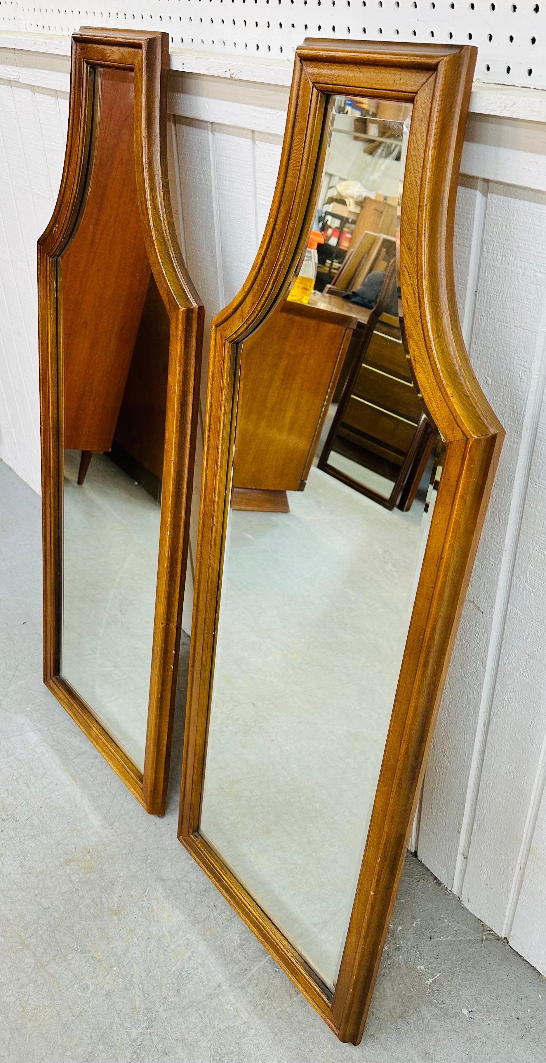American Mid-Century Modern Coffin Style Wall Mirrors - Set of 2 For Sale