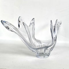 Coupe en cristal à centre de vague Art Verrier Cofrac du milieu du siècle, France
