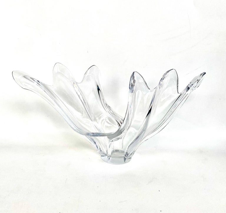 Mid-century COFRAC Art Verrier Wave Centerpiece Crystal Bowl
