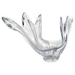Mid-century COFRAC Art Verrier Wave Centerpiece Crystal Bowl, France