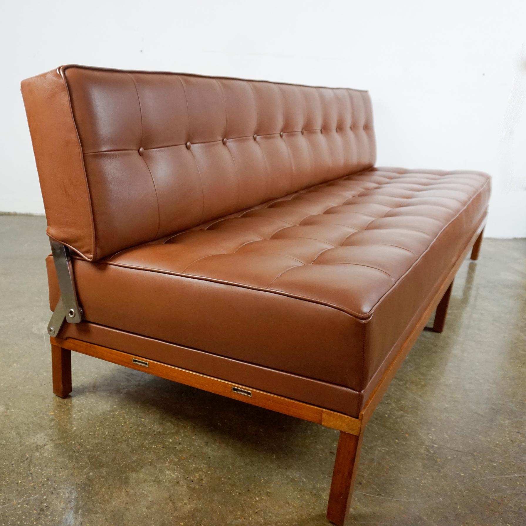 Mid-Century Modern Cognac Leather Sofa or Daybed by Johannes Spalt for Wittmann 6