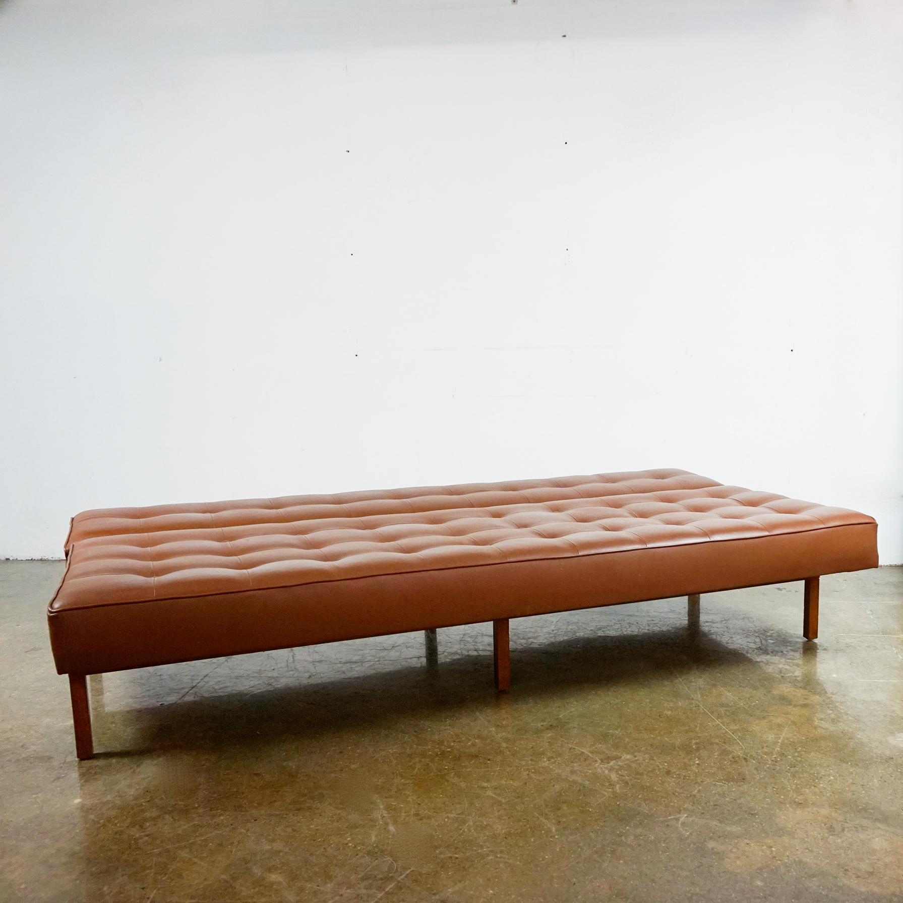 Austrian Mid-Century Modern Cognac Leather Sofa or Daybed by Johannes Spalt for Wittmann