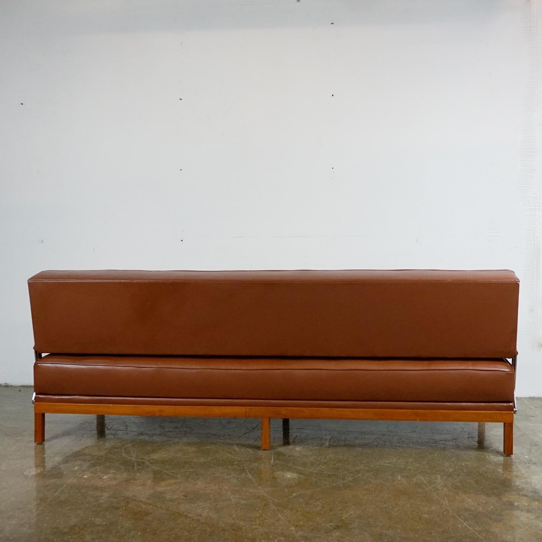 Metal Mid-Century Modern Cognac Leather Sofa or Daybed by Johannes Spalt for Wittmann