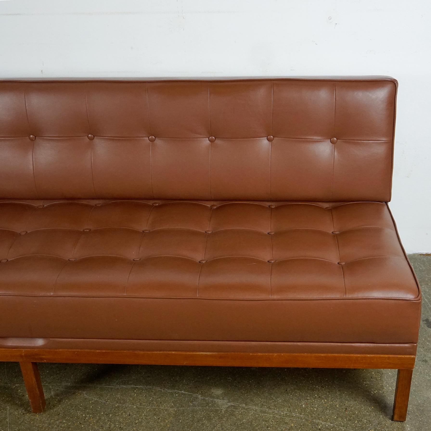 Mid-Century Modern Cognac Leather Sofa or Daybed by Johannes Spalt for Wittmann 1