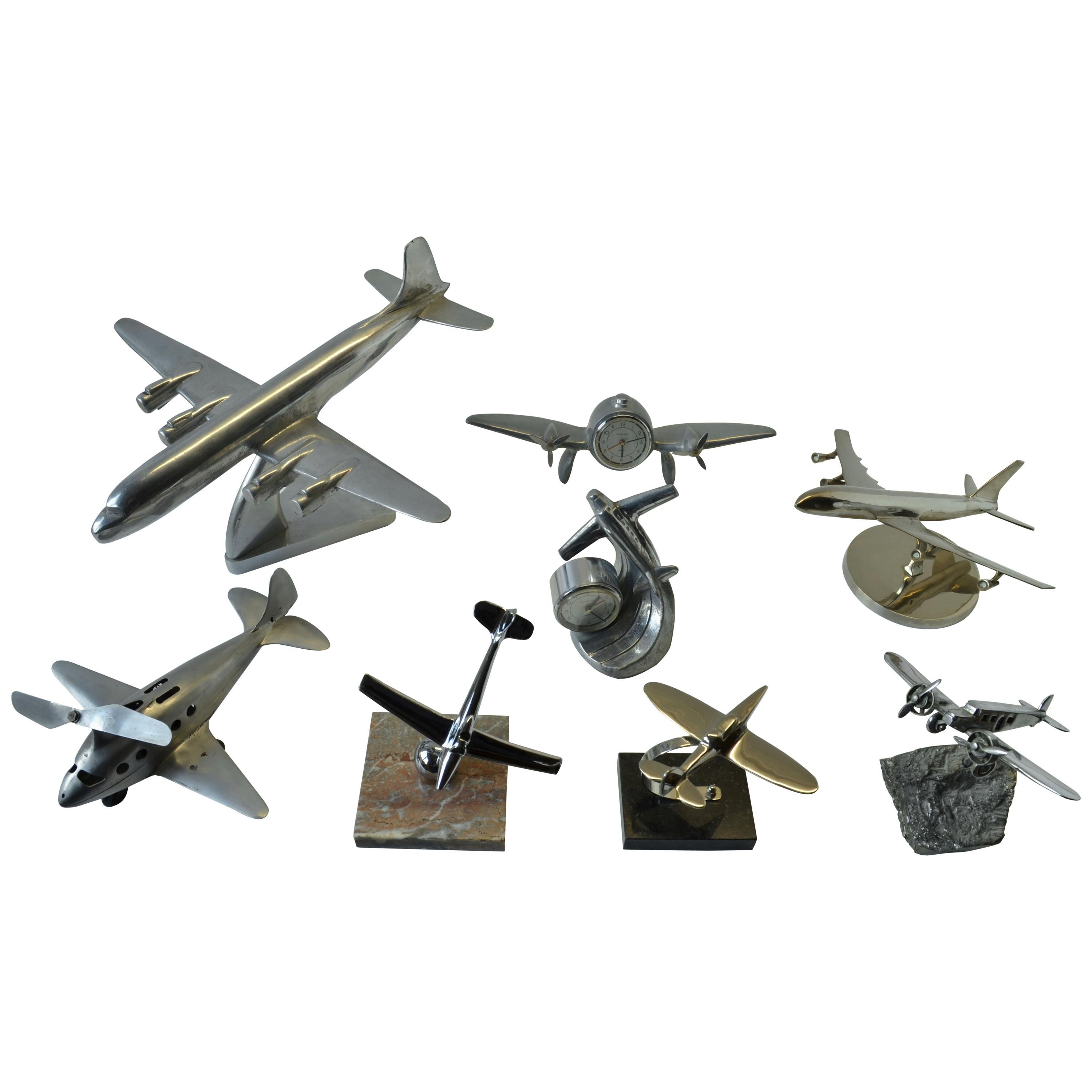 Collection of Plane Model Sculptures in Aluminium, Chrome 