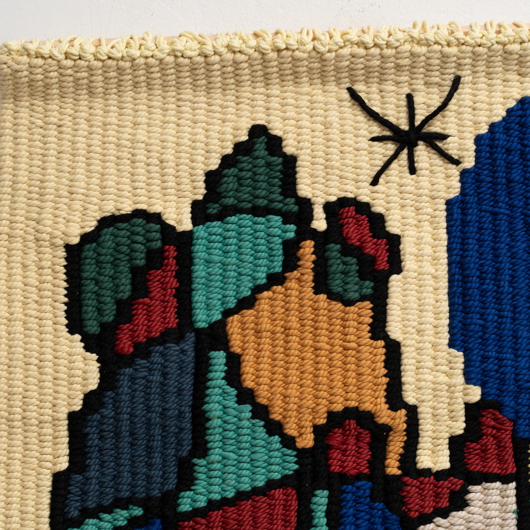 Mid Century Modern Color Wandteppich nach Joan Miró, um 1970 (Ende des 20. Jahrhunderts) im Angebot