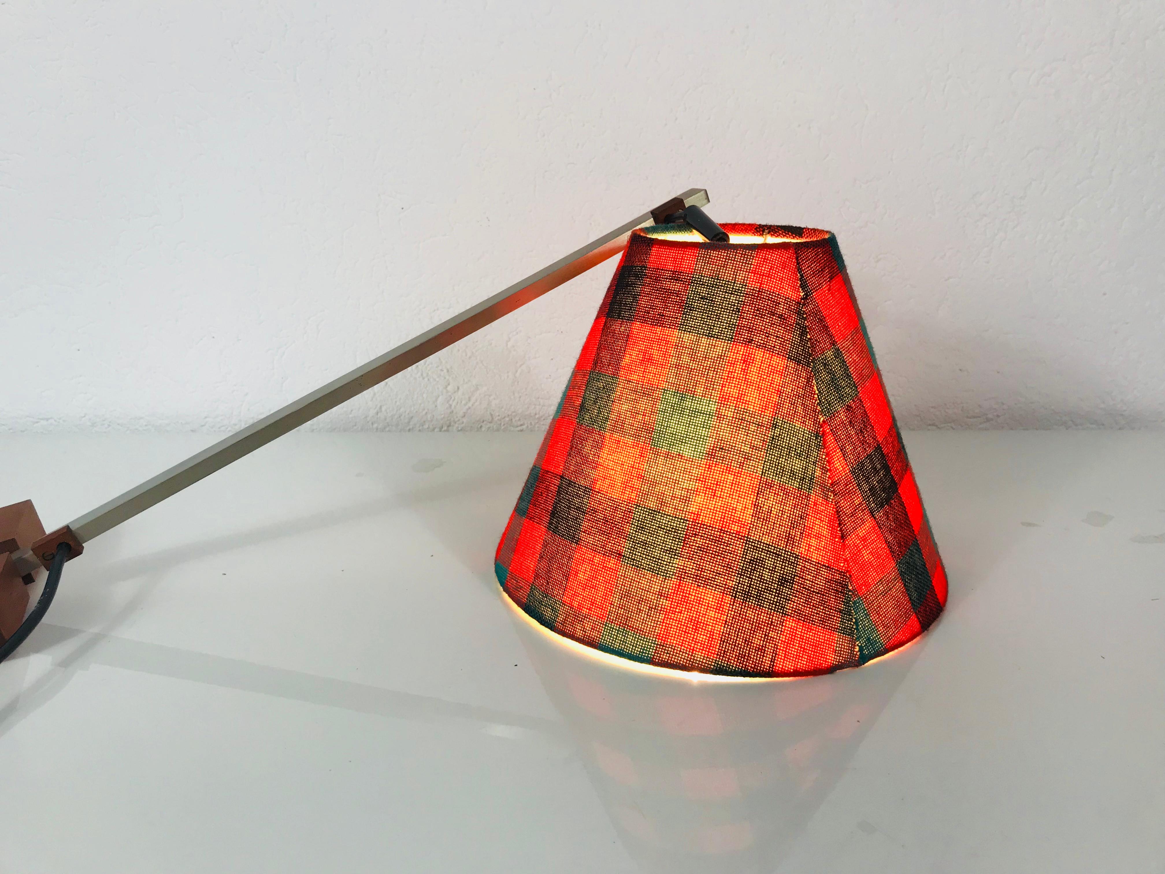 Mid-Century Modern Colorful Cloth Shade Wall Lamp by Kaiser, 1960s, Germany In Good Condition For Sale In Hagenbach, DE