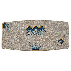 Mid-Century Modern Colorful Mosaic and Brass Coffee Table