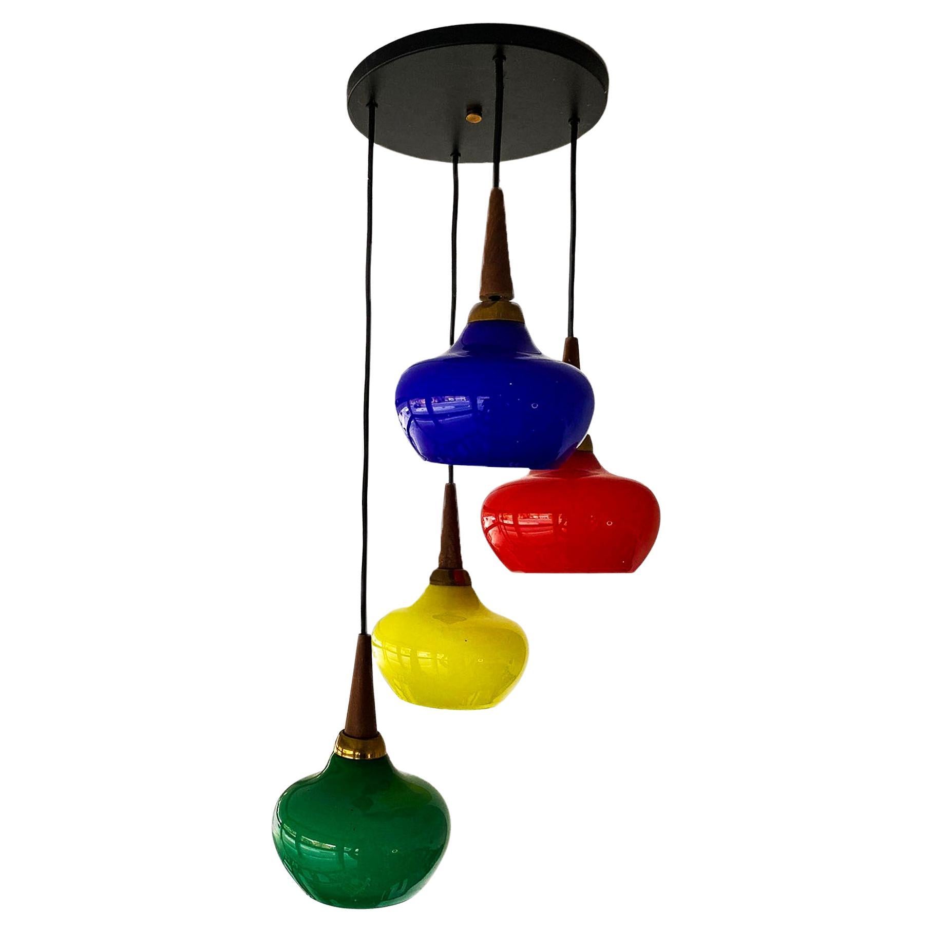 Mid-Century Modern Colorful Cascade Pendant Lamp, Italy 1970s