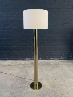 Mid-Century Modern Column Style Brass Floor Lamp