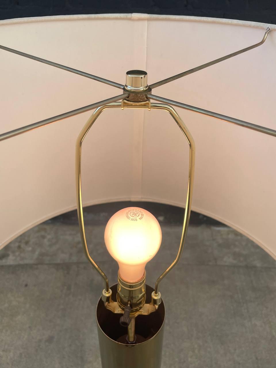 Mid-20th Century Mid-Century Modern Column Style Brass Floor Lamp For Sale