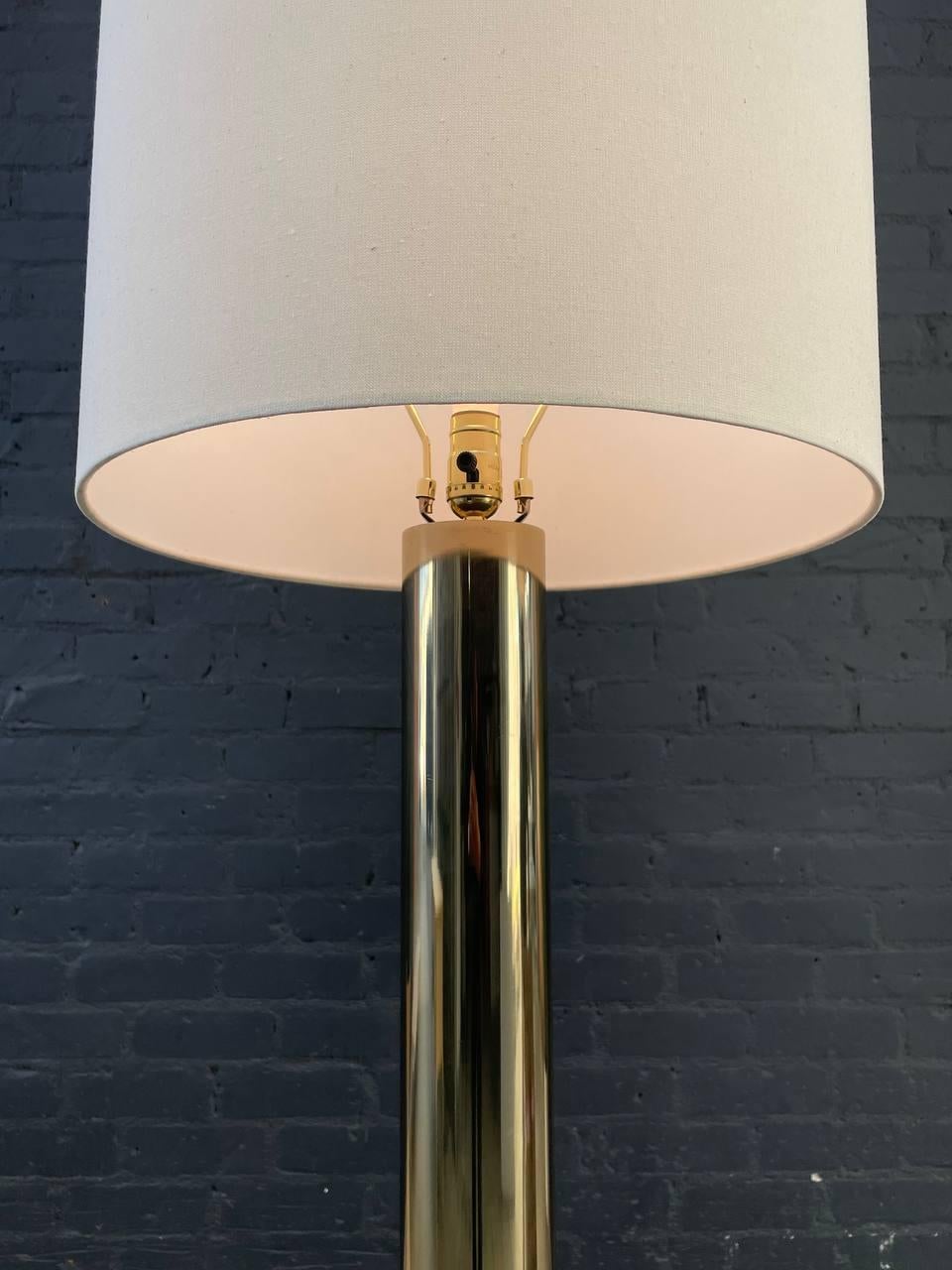 Mid-Century Modern Column Style Brass Floor Lamp For Sale 2