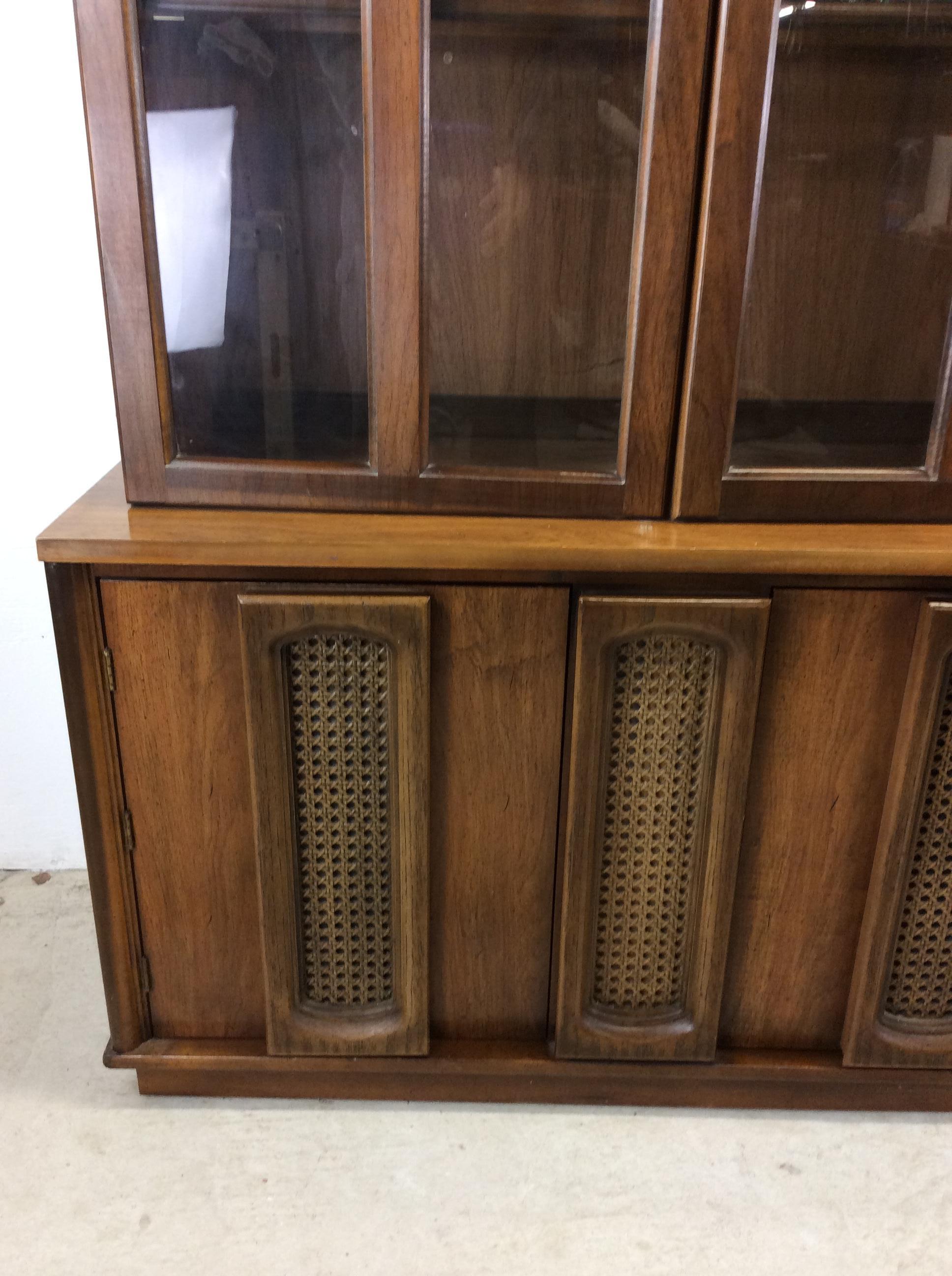 Mid century modern compact China cabinet with cane doors For Sale 4