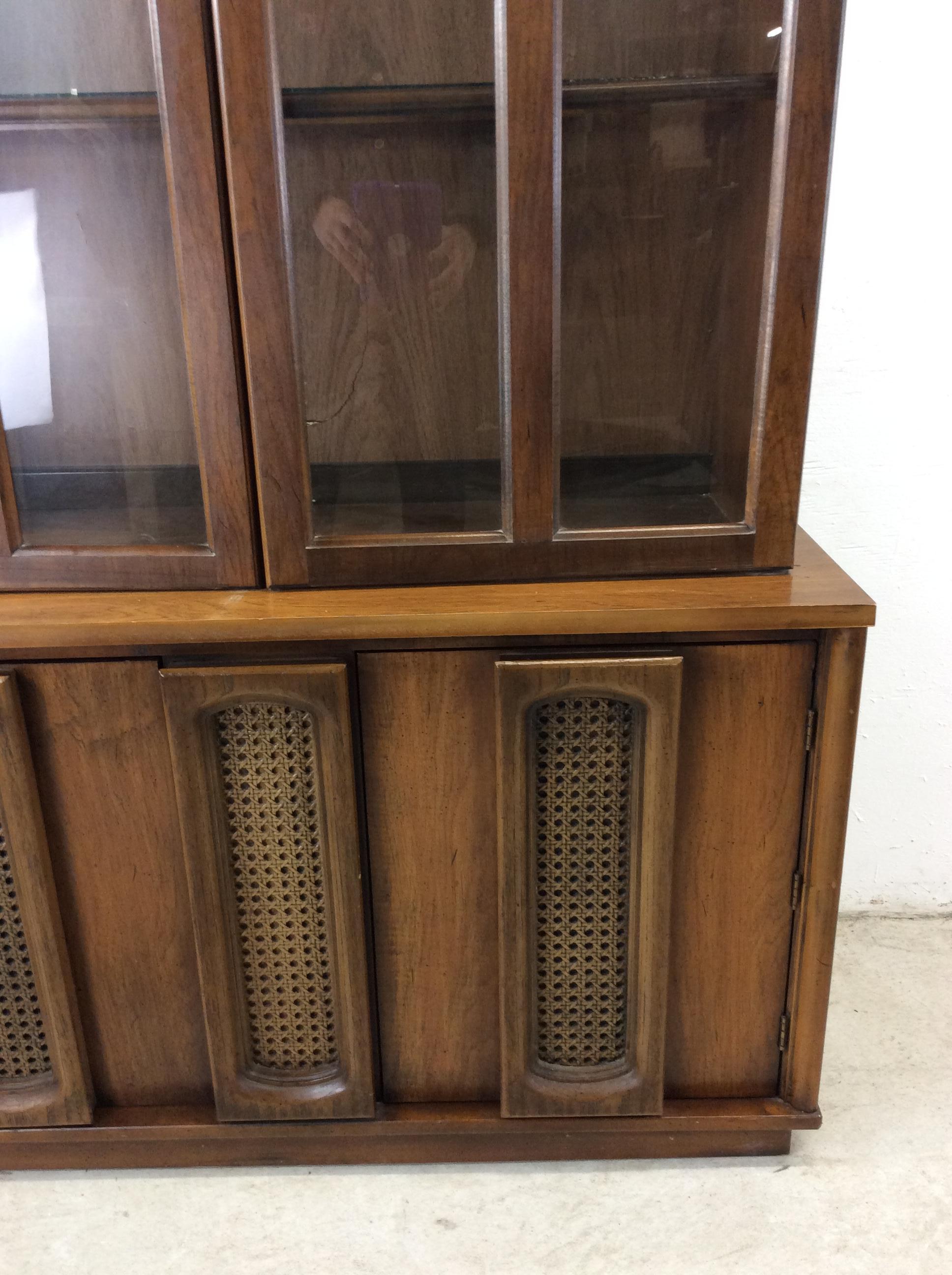 Mid century modern compact China cabinet with cane doors For Sale 5