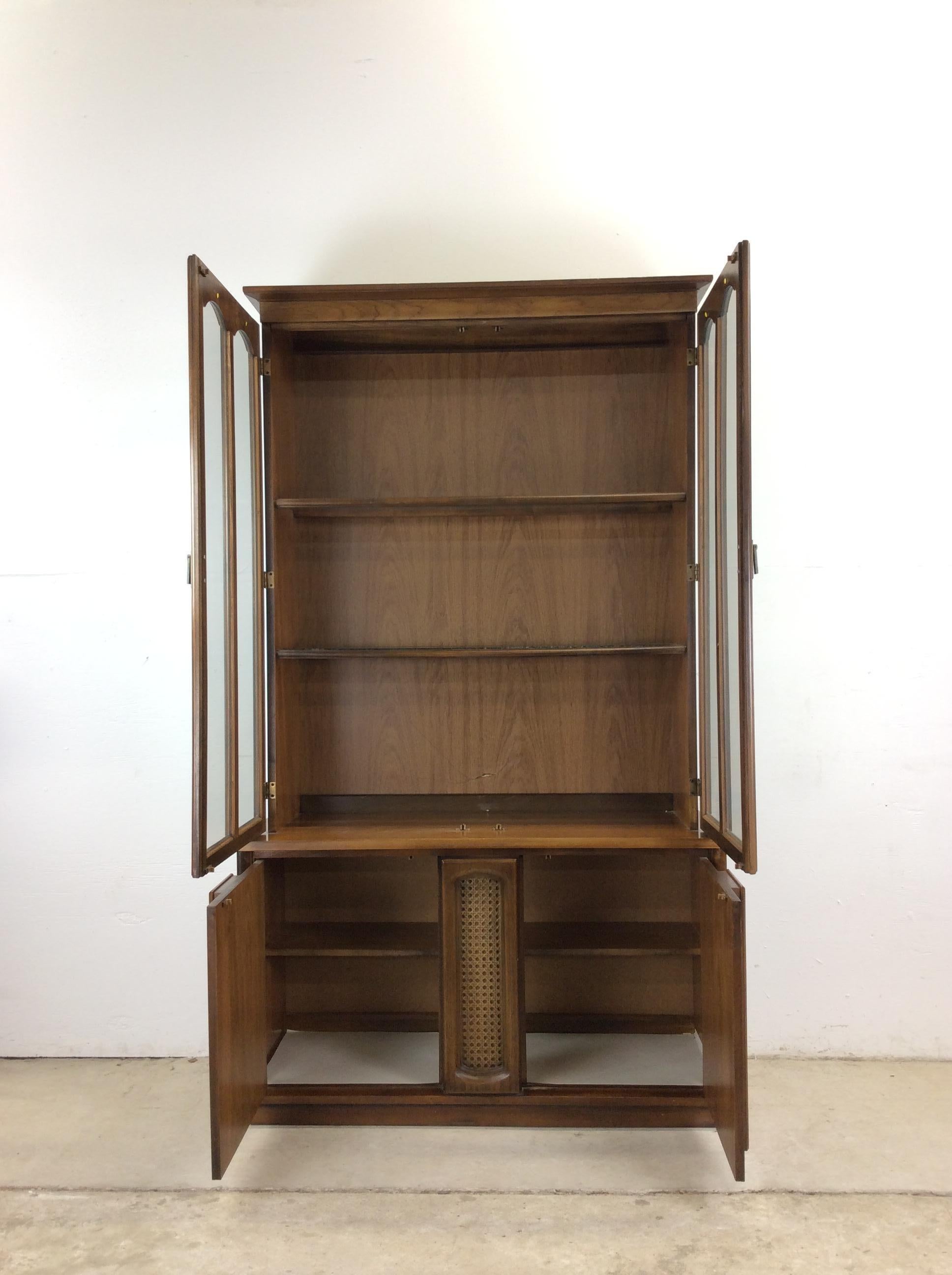Mid century modern compact China cabinet with cane doors For Sale 7