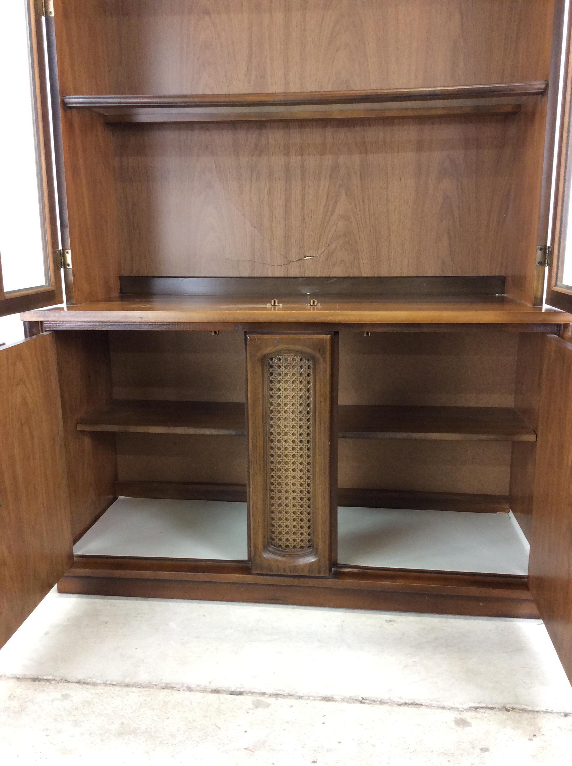 Mid century modern compact China cabinet with cane doors For Sale 8