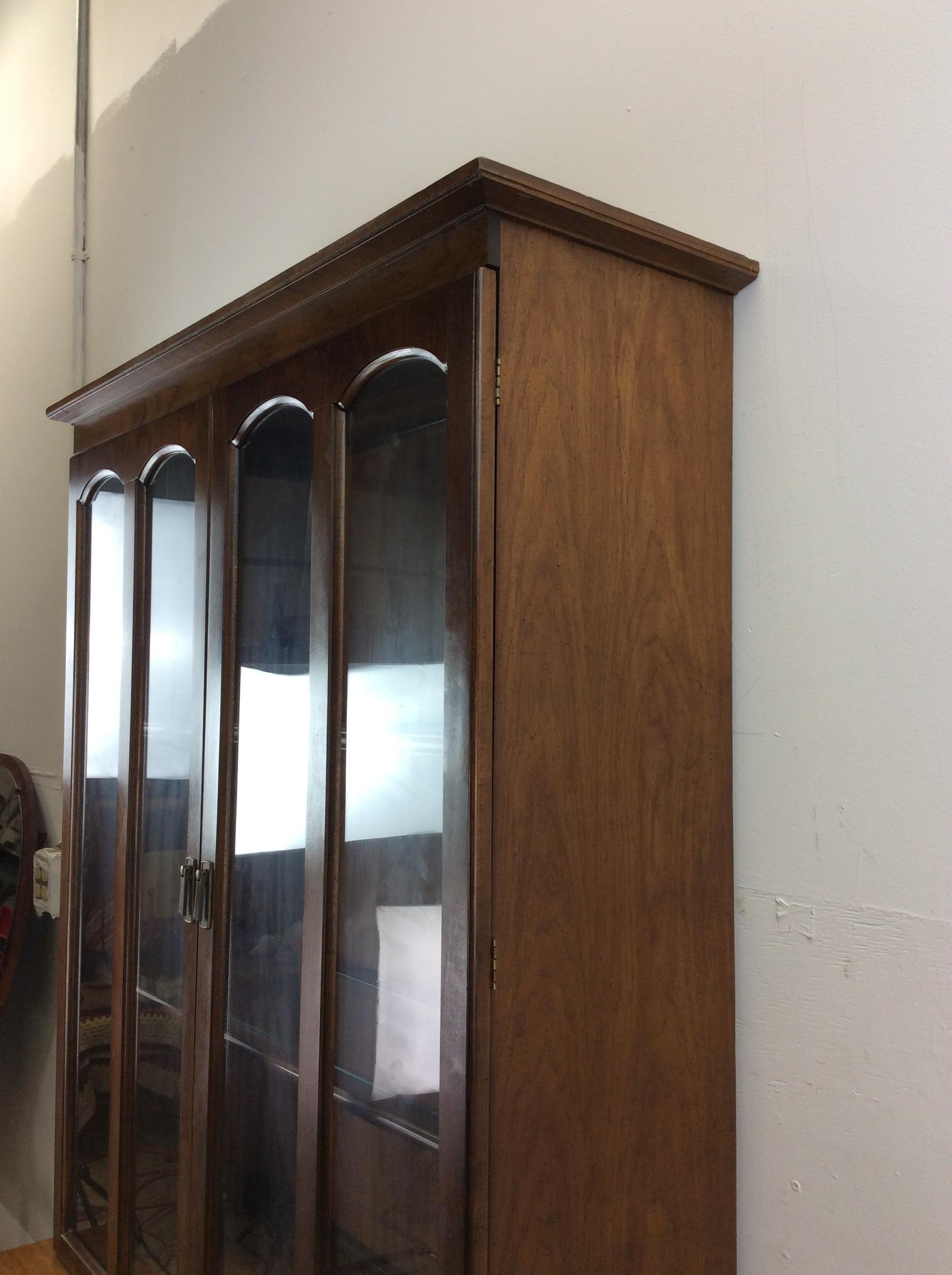 Mid century modern compact China cabinet with cane doors For Sale 1