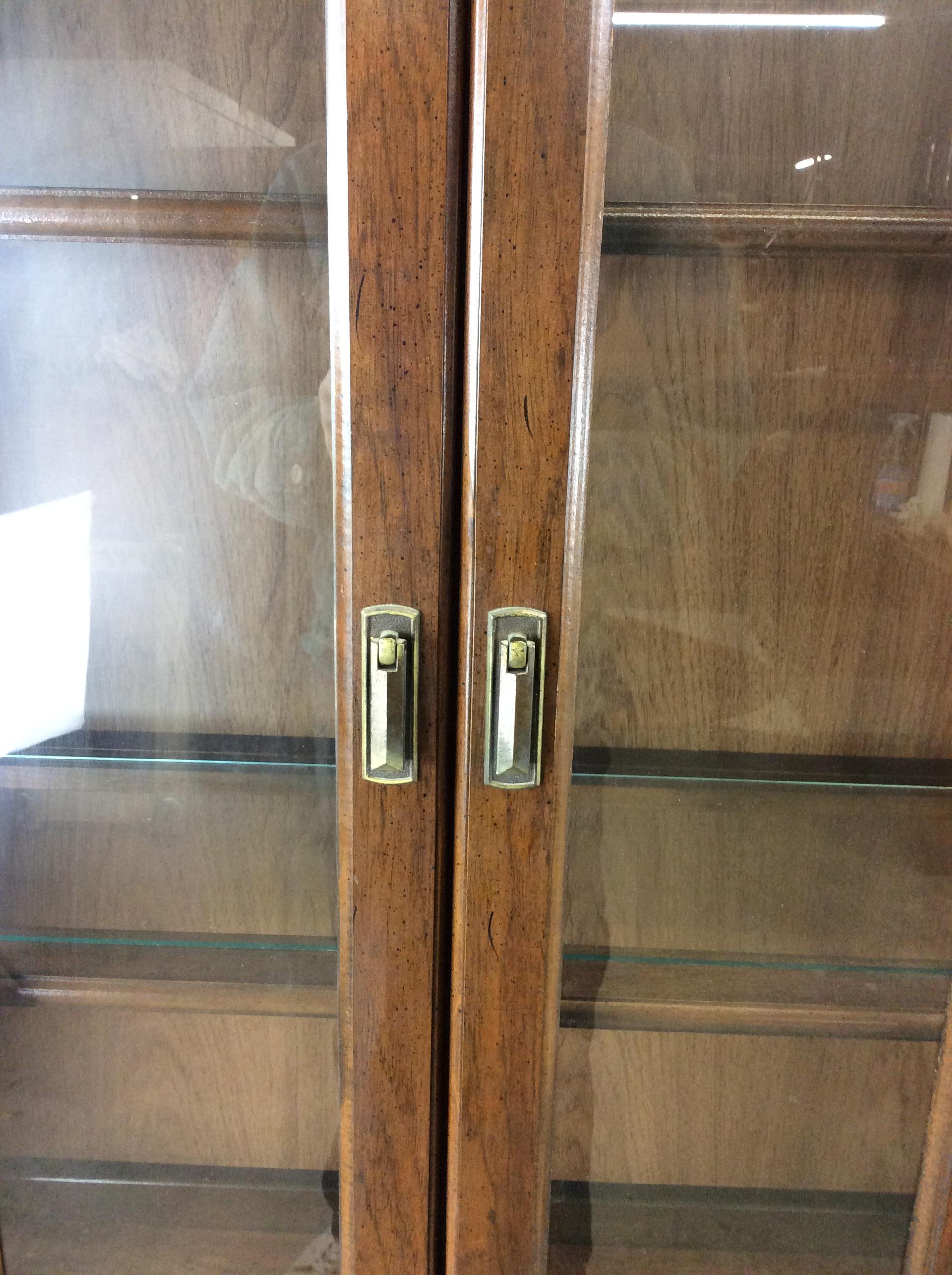 Mid century modern compact China cabinet with cane doors For Sale 2