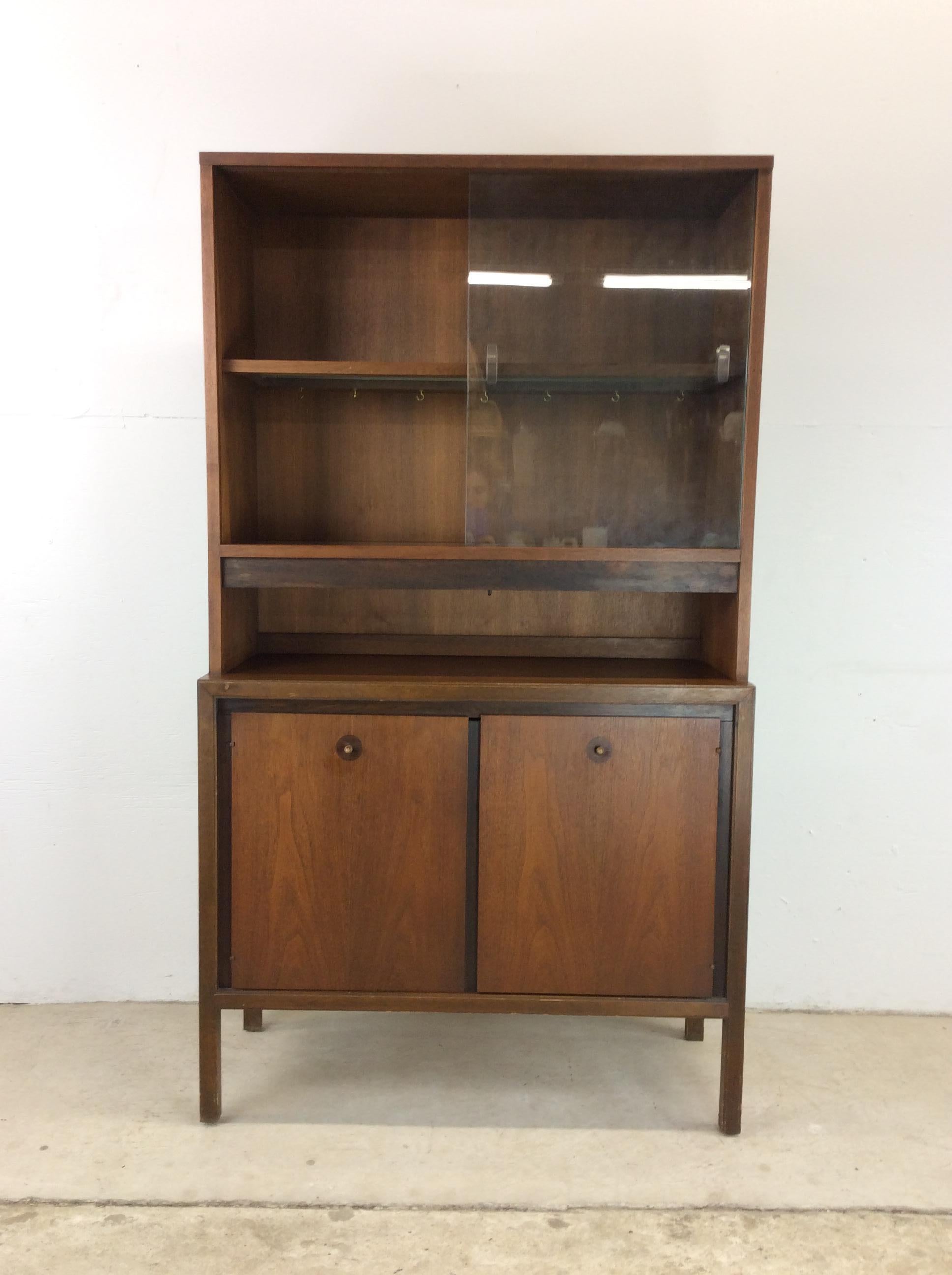 Mid Century Modern Compact China Cabinet with Lighted Display For Sale 5