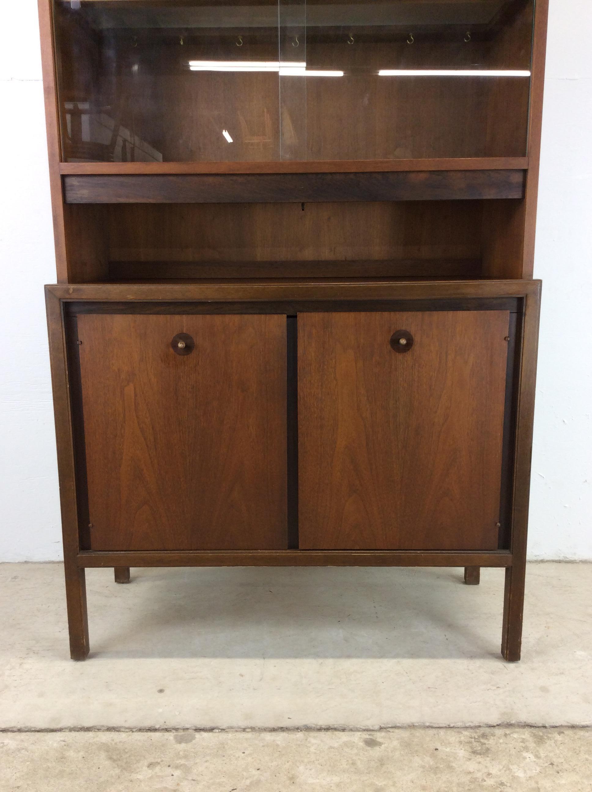 Mid-Century Modern Mid Century Modern Compact China Cabinet with Lighted Display For Sale