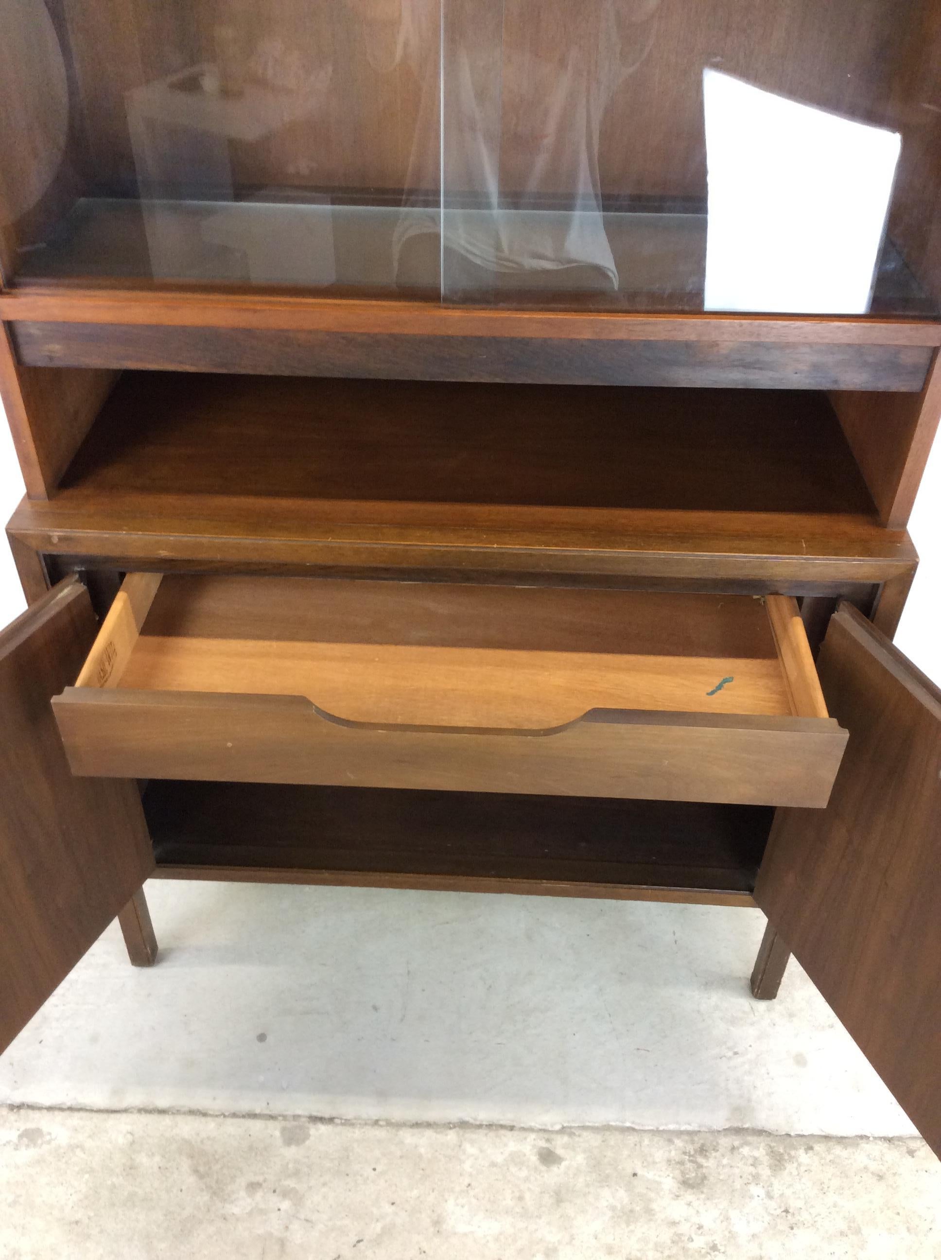 Mid Century Modern Compact China Cabinet with Lighted Display For Sale 1