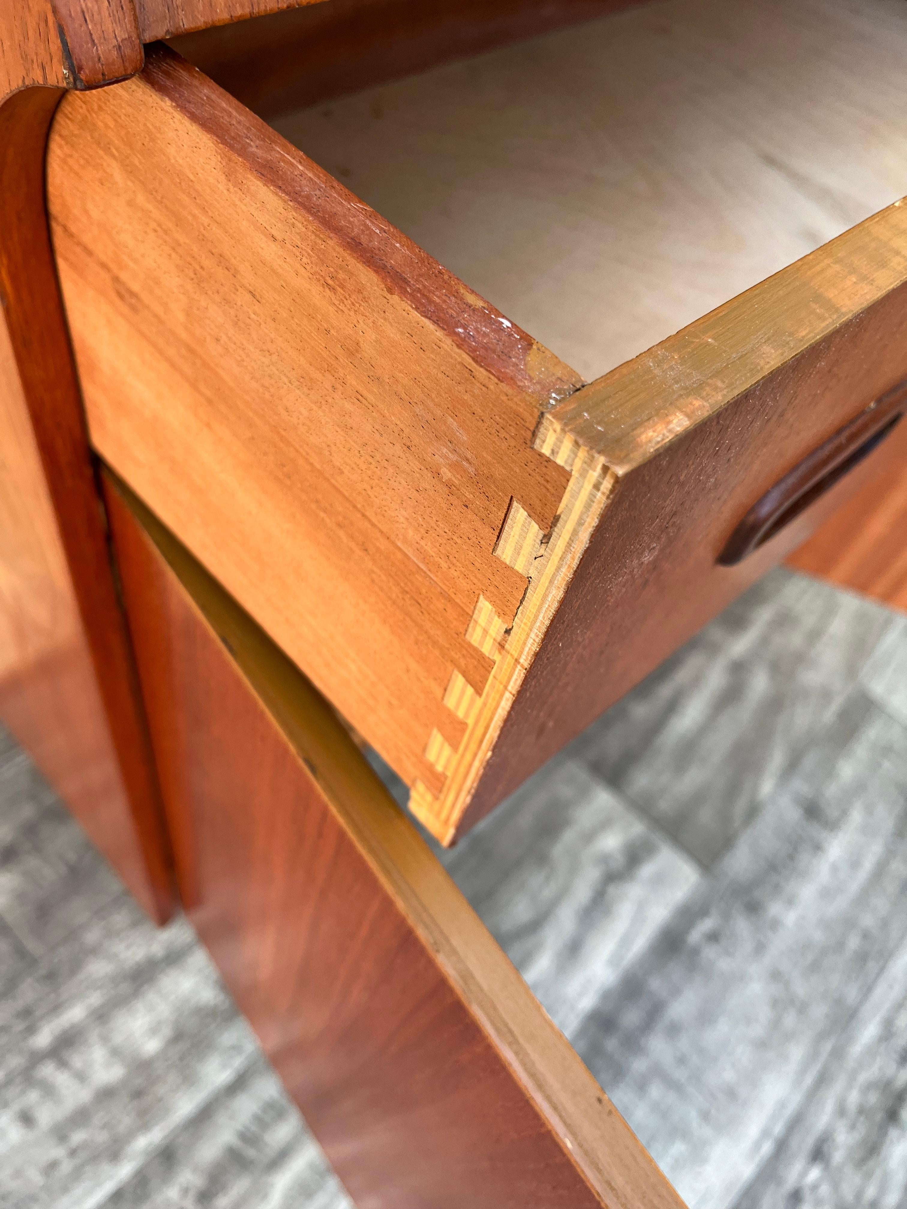 Mid Century Modern Compact Drop Down Secretary Desk . Circa 1960s For Sale 6